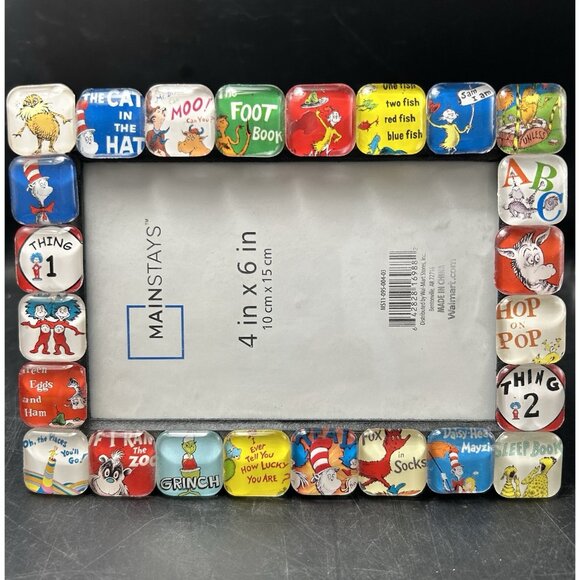 Dr Seuss Photo Frame Glass Block Tiles 4x6 Easel Back Childs Room Hand Craft - Picture 7 of 7
